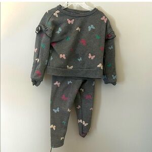 Carters 4T Gray Butterfly Print Toddler Outfit sweatshirt set